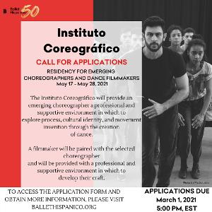 Ballet Hispánico Calls For Applications From Emerging Latinx Choreographers & Filmmakers For 2021 Instituto Coreográfico  Image