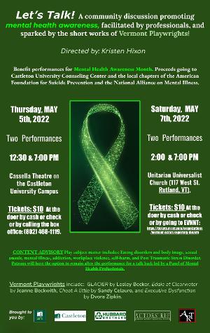 Vermont Actors' Repertory Theatre Presents Community Benefit For Mental Health Awareness  Image