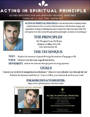 Anthony Michael Martinez to Host Acting In Spiritual Principle Masterclass Image