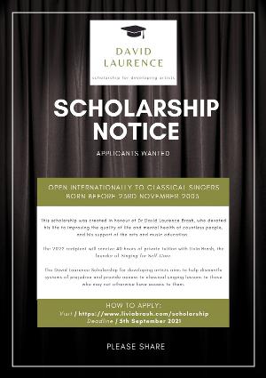 Inaugural David Laurence Scholarship for Developing Artists Announced 