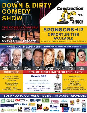 American Cancer Society's 'Construction Vs Cancer' For So Cal Announces Upcoming  'Down And Dirty Comedy' Fundraiser 