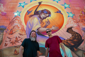 Kelly 'Risk' Graval & Mear One Paint The Maiden Of The Mayfair Mural In Los Angeles Image