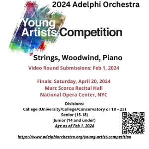 Applications Now Open for Adelphi Orchestra's 20th Annual Young Artist Competition  Image