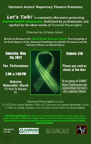 Vermont Actors' Repertory Theatre Presents Community Benefit For Mental Health Awareness  Image