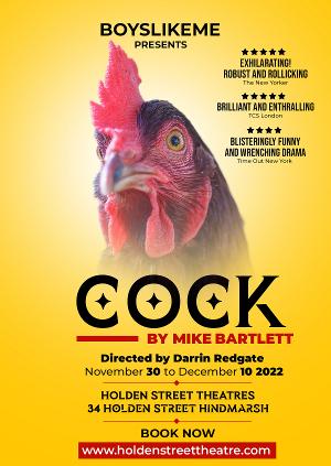 Boyslikeme Productions Brings COCK By Mike Bartlett to Adelaide in November 