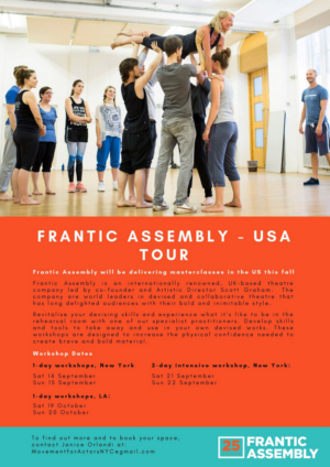 Frantic Assembly Masterclass Workshop Tour Coming To NYC & Los Angeles 