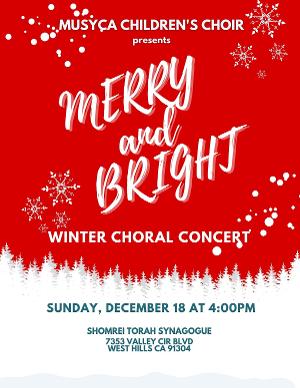 MUSYCA Children's Choir To Present Holiday Concert MERRY AND BRIGHT 