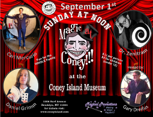 MAGIC AT CONEY!!! Announces Performers For The Sunday Matinee, September 1  Image