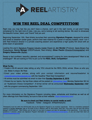 Reel Artistry Announces The REEL DEAL Competition  Image