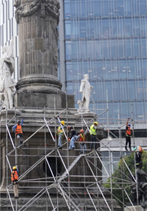 Inicia Colocación De Andamio Para La Rehabilitación Estructural De LaColumna De La Independencia  Image