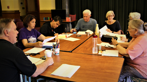 Cast Of Square One Theatre's Production Of ADMISSIONS Gathers For Table Read Image