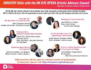On Site Opera's Artistic Advisory Council To Host Industry Discussions To Stimulate, Educate and Problem Solve Image