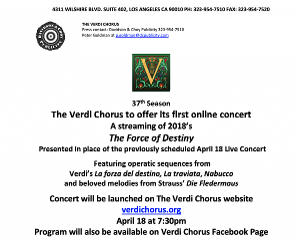 The Verdi Chorus Offers Its First Online Concert Tomorrow Night April 18 Image