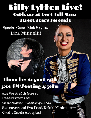 Billy Lykken Will Appear Live at Don't Tell Mama With Special Guest Rick Skye as Liza Minnelli  Image