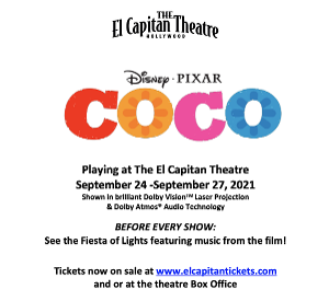 Disney/Pixar's COCO Comes to El Capitan Theatre, September 24 - September 27 