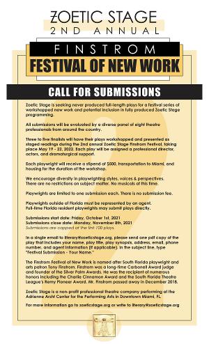 Zoetic Stage Opens Submissions For The 2nd Annual Finstrom Festival Image