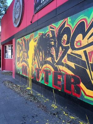 Black Lives Matter Mural At Capital Stage Vandalized Image