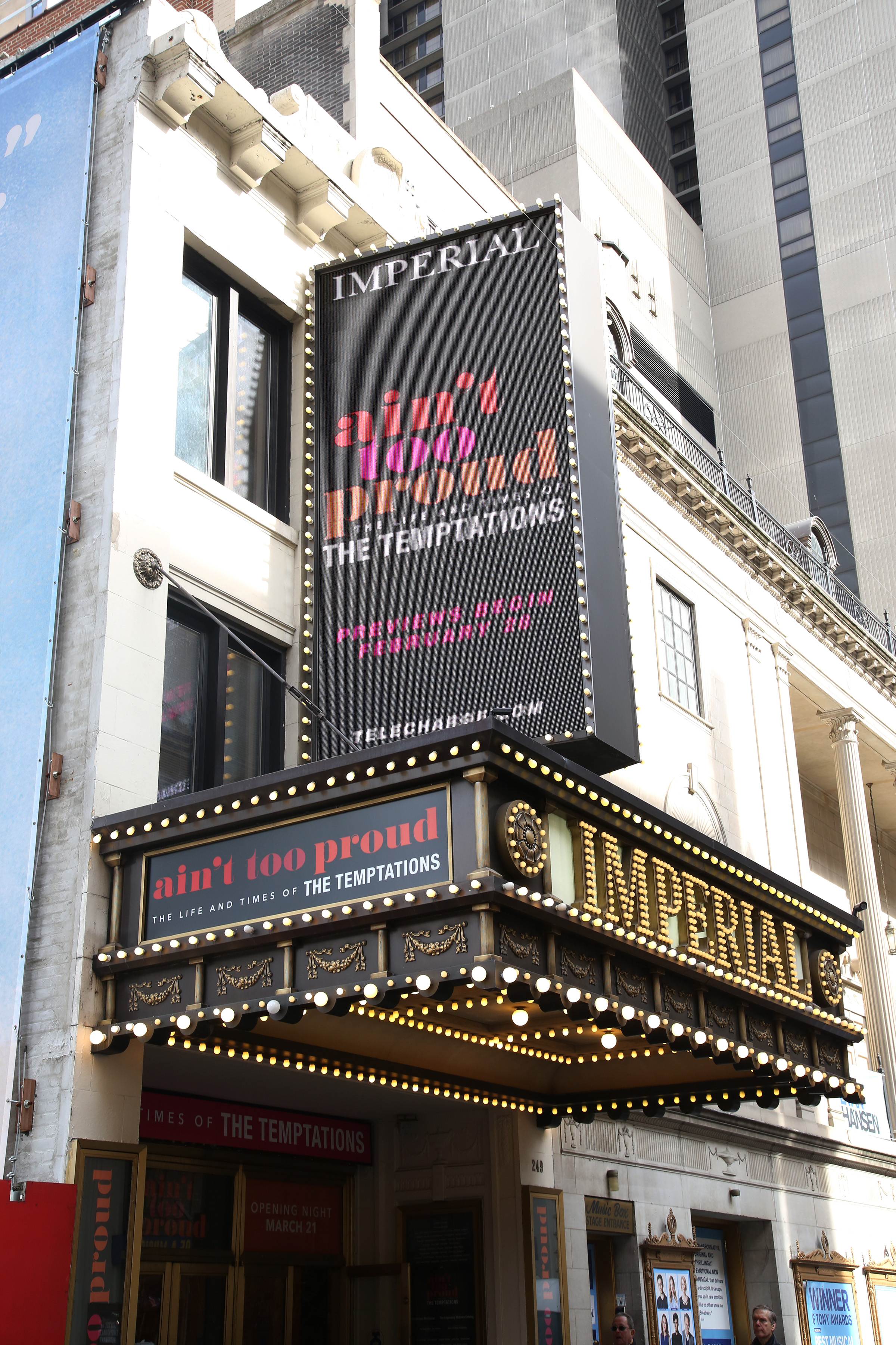 Imperial Theatre on Broadway Theater: Info & Seating Chart Marquee