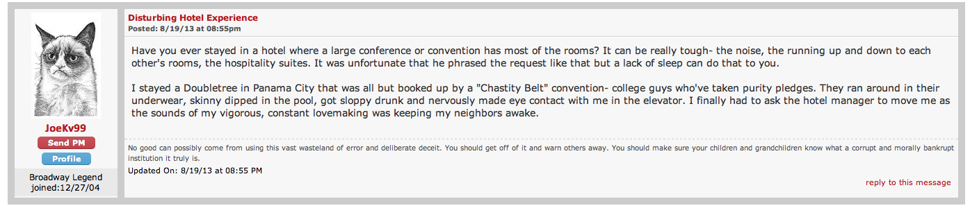 Disturbing Hotel Experience