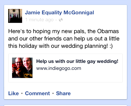 Why help a kid get into AMDA when you can pay for Jamie McGonnigal?s wedding? 