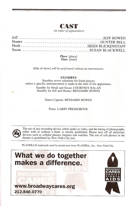 Jaystarr's 10/10 Report on [title of show] with stage door photos!