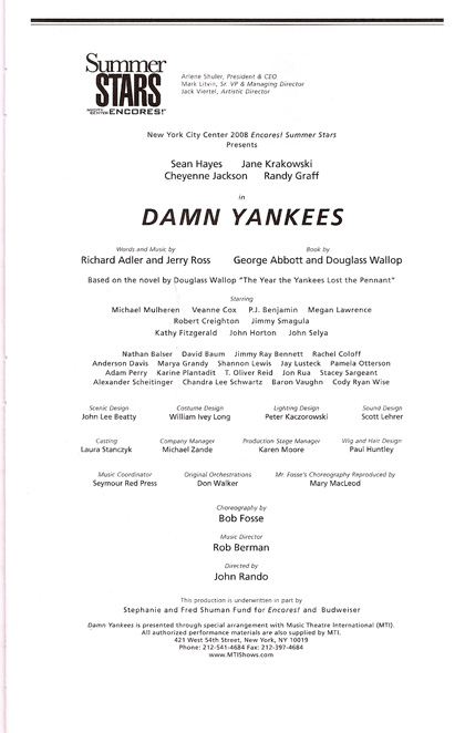 Jaystarr's 10/10 Report on DAMN YANKEES.                                   