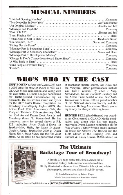 Jaystarr's 10/10 Report on [title of show] with stage door photos!