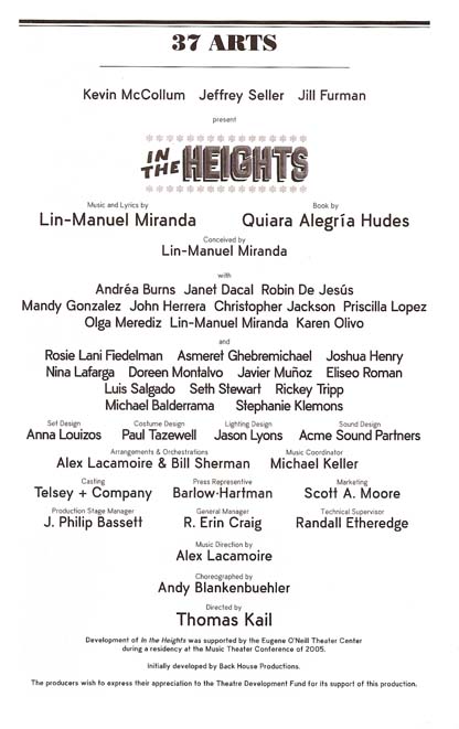 re: IN THE HEIGHTS Full Casting Announcend