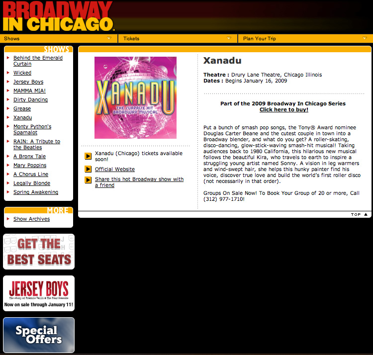 re: XANADU tour will head to Chicago for 6 mos. run.