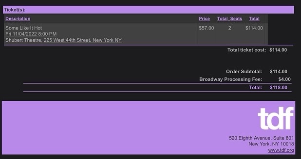 2 Tickets to Some Like It Hot (11/4 @ 8pm)