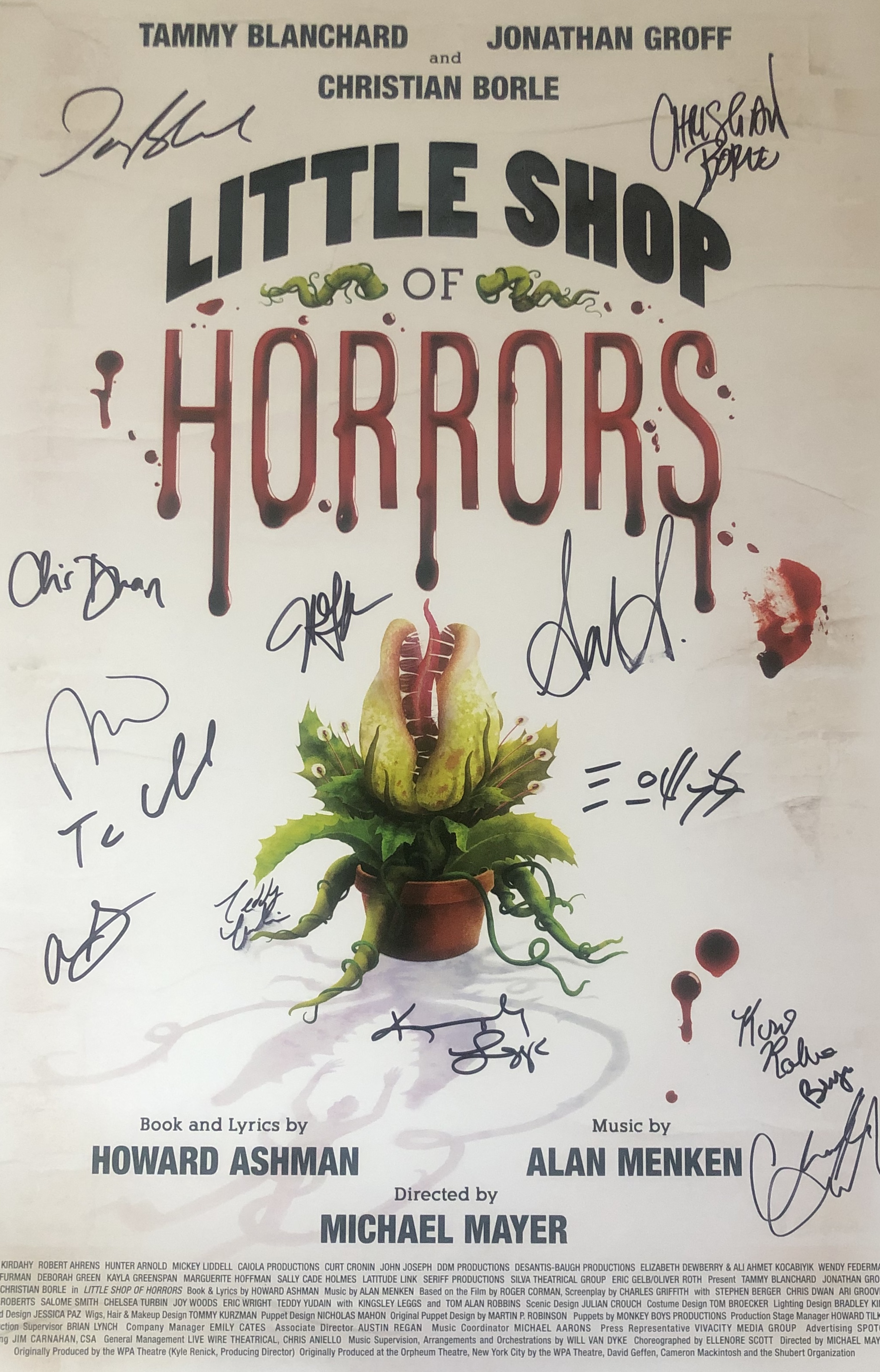 Little Shop of Horrors Revival Cast Signed Windowcard