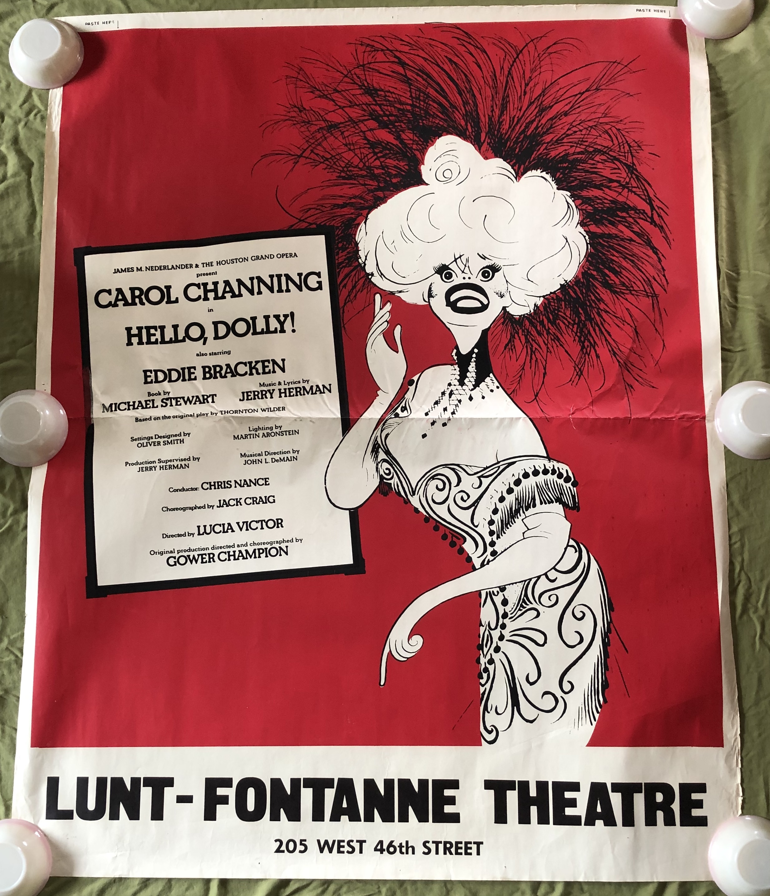 SOLD!  HELLO, DOLLY! 1978 HIRSCHFELD Bus / Subway POSTER Carol Channing