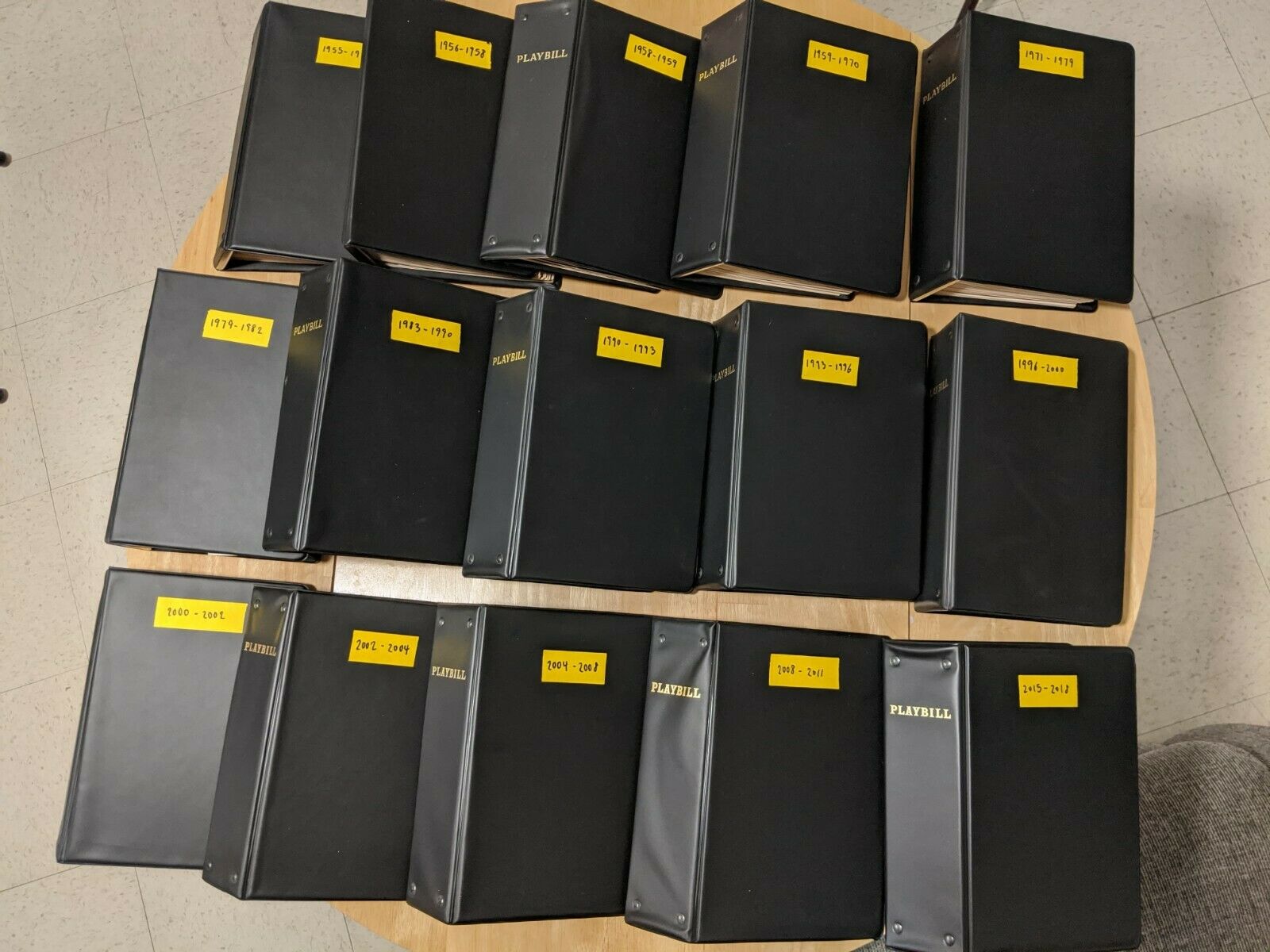 Collection of 188 Broadway Playbills from 1955-2018: 15 binders, great condition