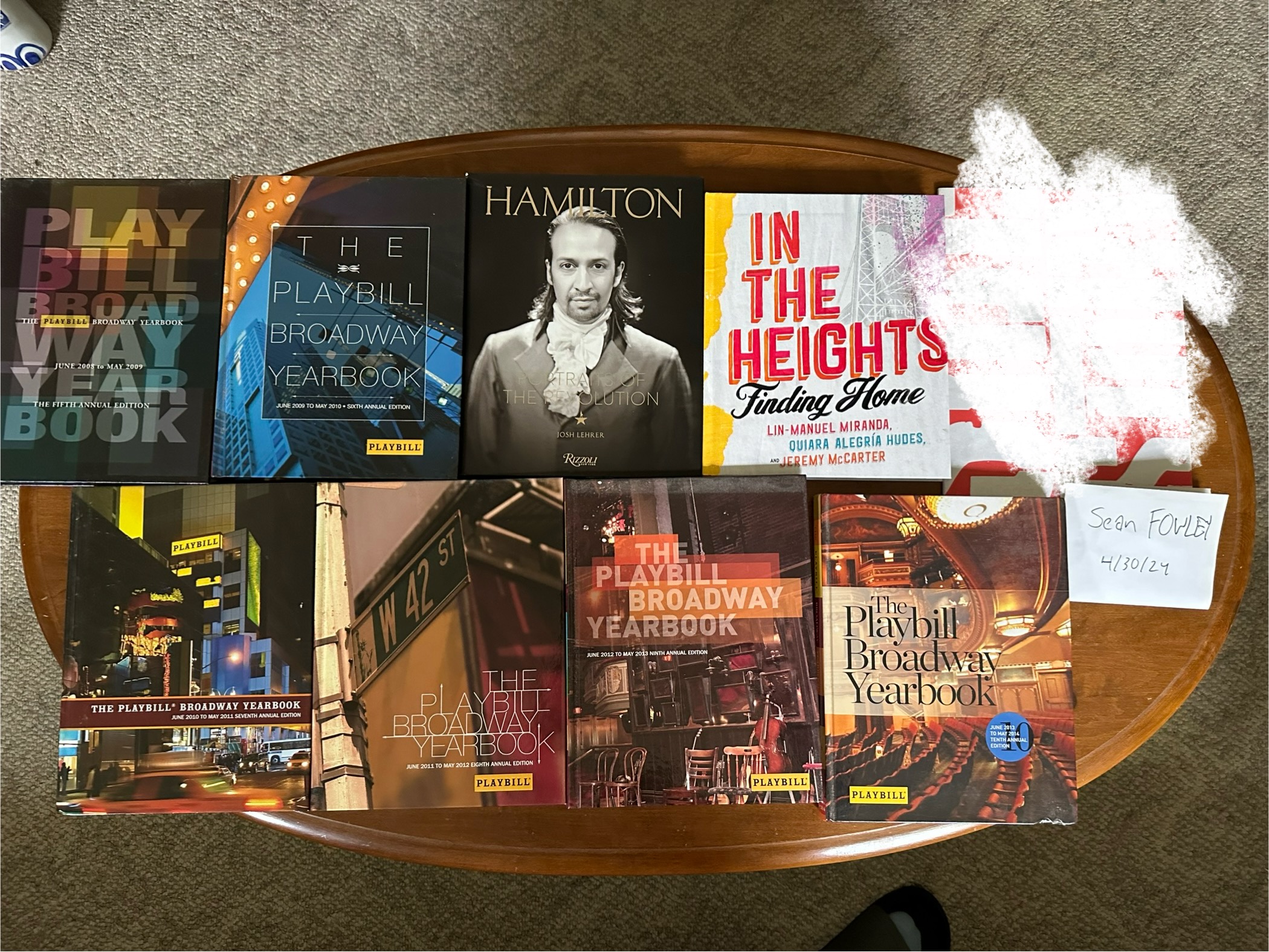Coffee Table books, in the heights, Hamilton, playbill