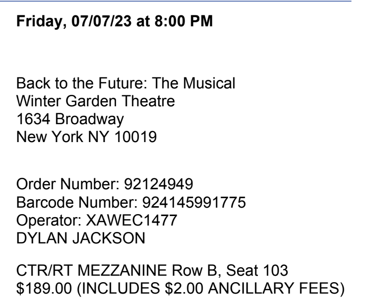 Back to the Future - Fri July 7 8pm - 1 Premium Ticket