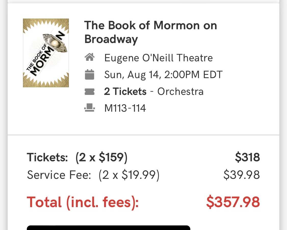 BOOK OF MORMON Tickets for sale