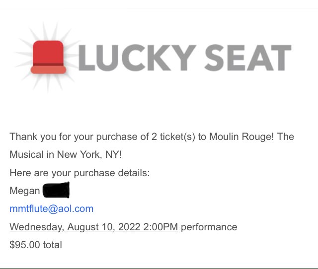 Selling 1 Moulin Rouge 8/10 Matinee (2pm) for $47