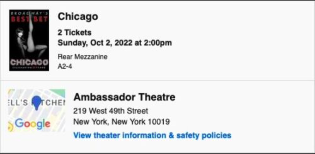2 Tickets Chicago Broadway, NYC October 2nd, 2022