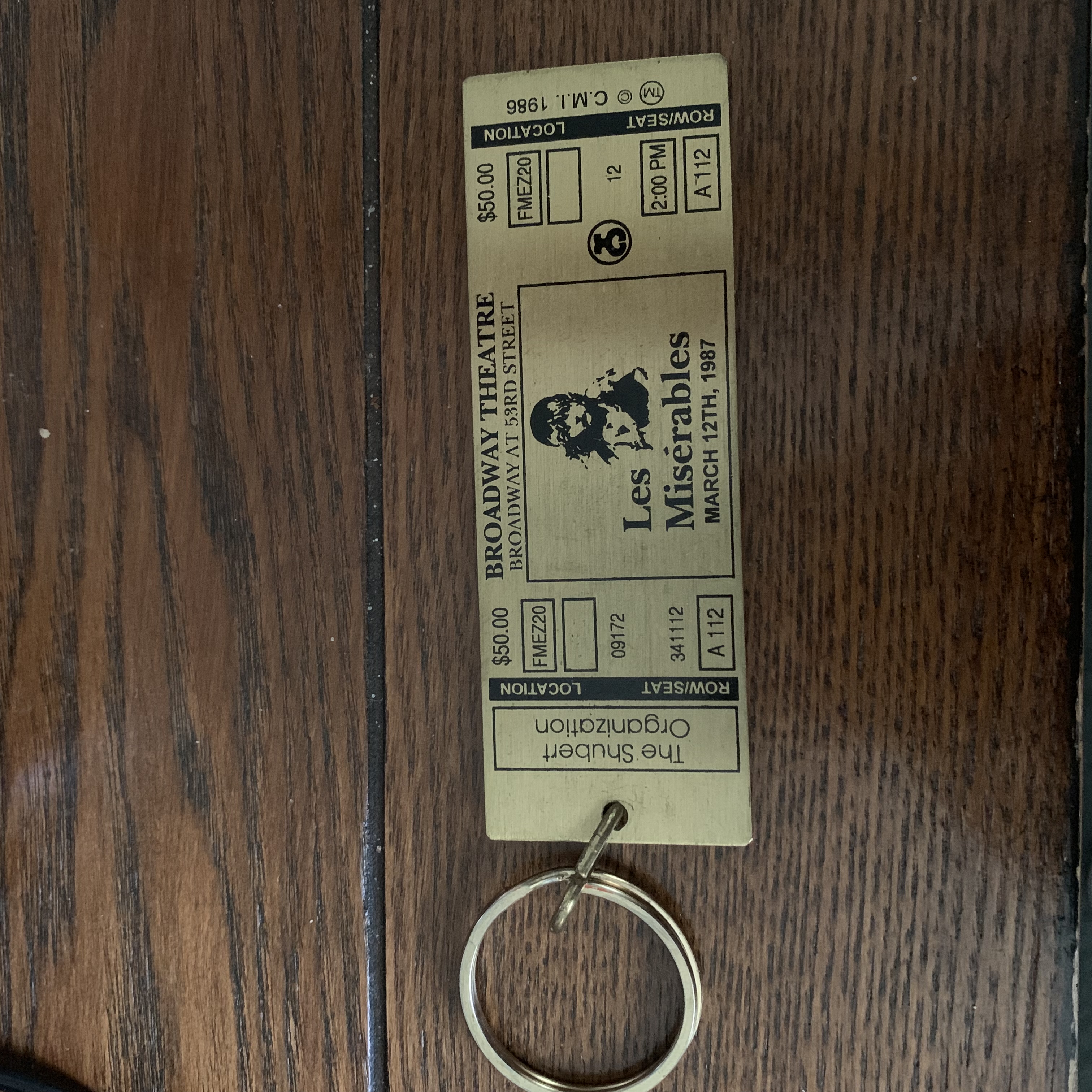Les Miserables Brass Ticket Keychain