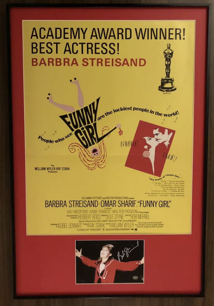 Barbra Streisand FUNNY GIRL ‘68 Signed Framed 16 x 24 Gorgeous WC Poster Artwork