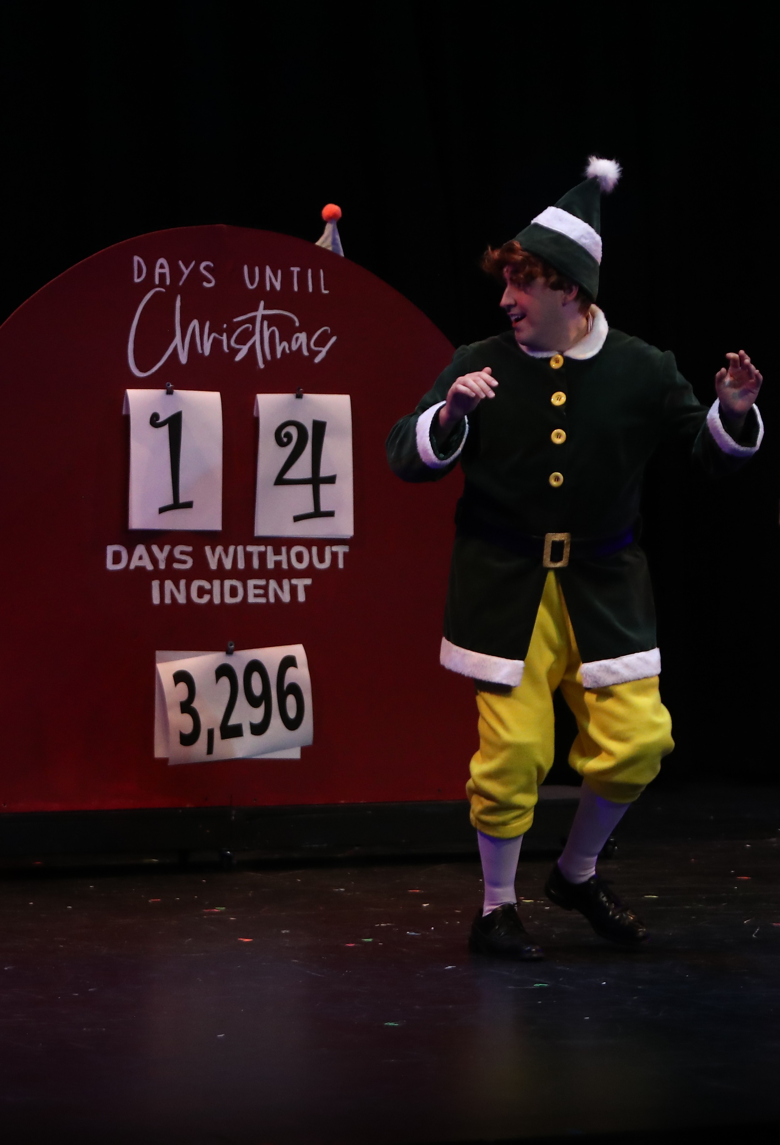 Jesse Thielsen as Buddy the Elf; photo by Sarah Caputi Jesse Thielsen as Buddy the Elf; photo by Sarah Caputi