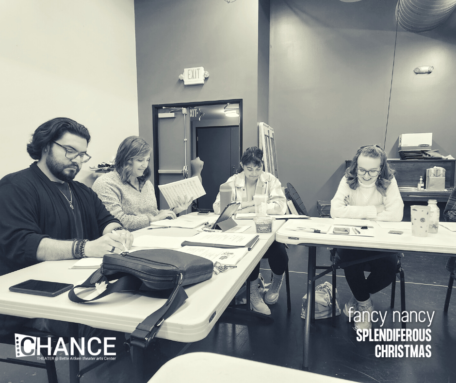 Abel Miramontes, Jenny Jacobs, Shai Culver, and Angela Griswold during the first read through of 