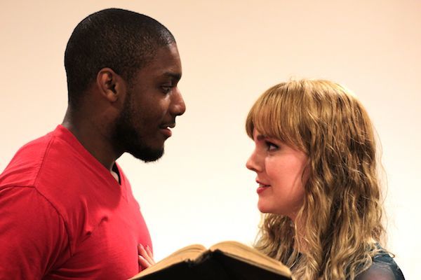 Denzel J. Taylor as Lucentio and Issaka Brellenthin as Bianca.