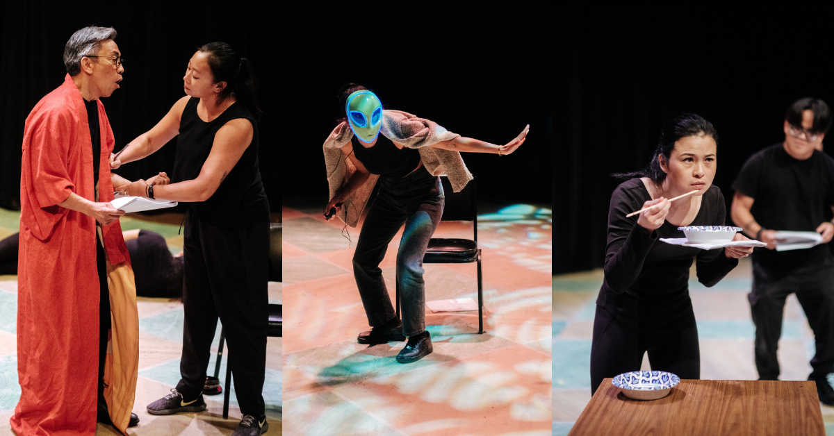 Inaugural AAPI Playwright Festival on July 27, 2024: Signs of Life actors Lisa Hu & Joseph Alvarado; Short, Little Green Men playwright/actor Kausar Mohammed; Ryce (with a Y) Karen Law & Josh Del Rosa