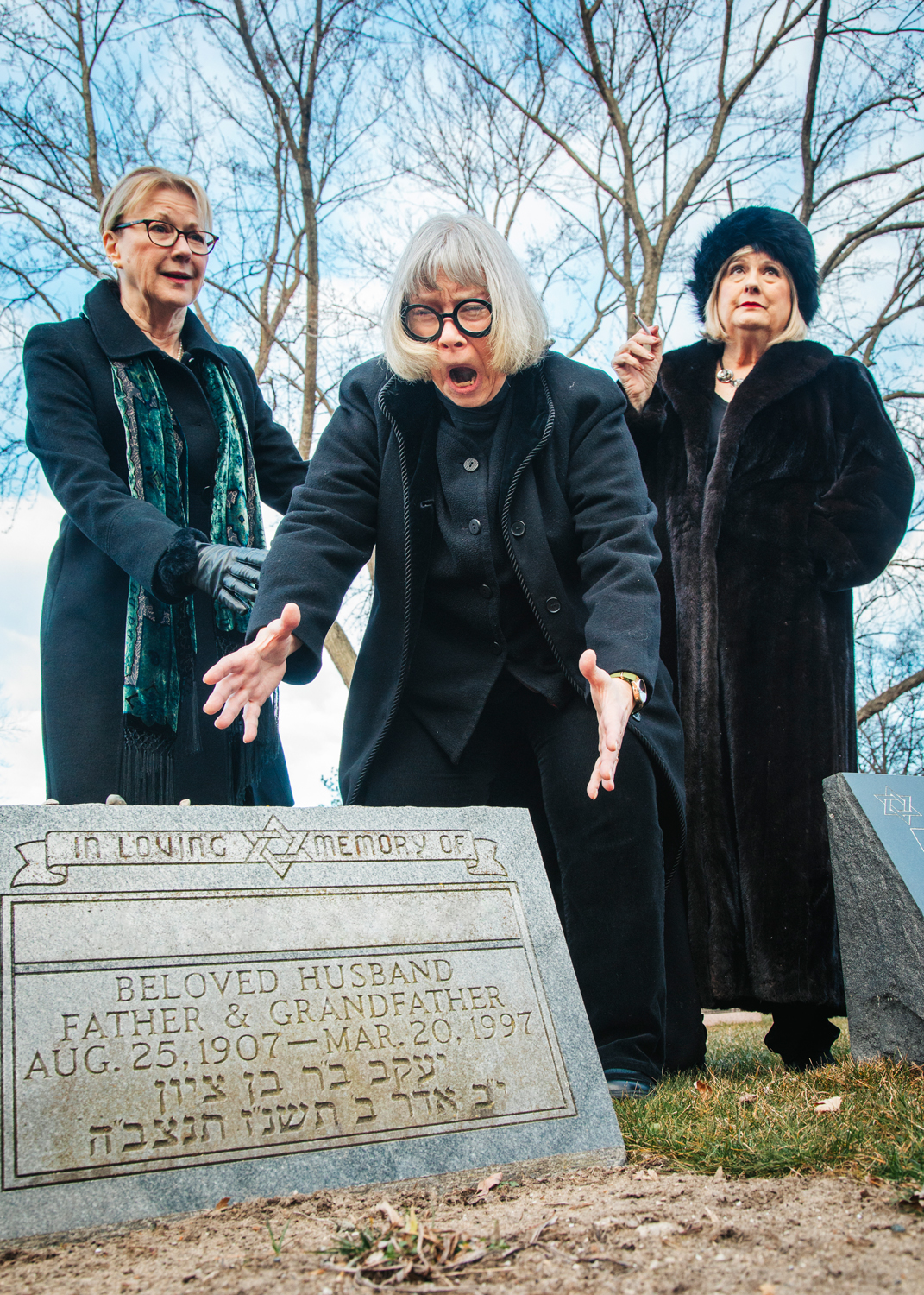Sally Savoie of Bloomfield Hills, Sandy Mascow of Macomb Twp., and Sue Chekaway of Bloomfield Hills play three widows in the Birmingham Village Players production of The Cemetery Club, weekends March 