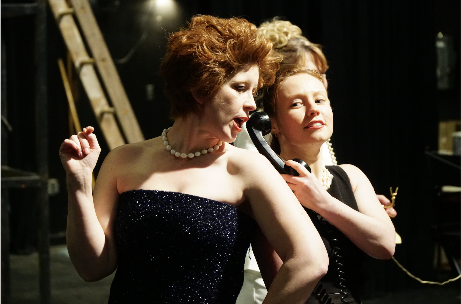 Betsy Harvey as Margo and Kate Watters as Eve. Rehearsal photos by Robert Scott.