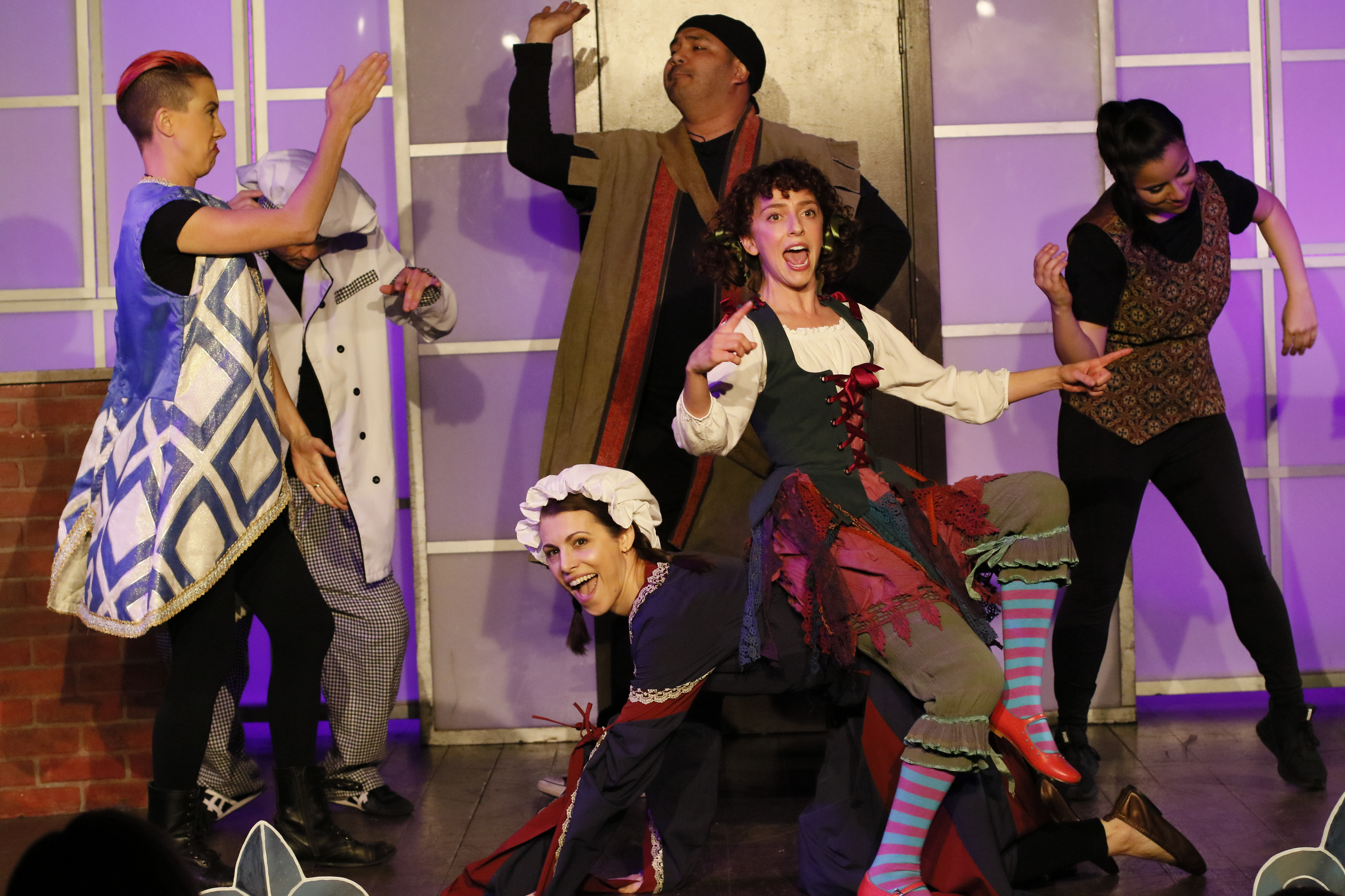 The cast of What Rhymes with Orange in their opening musical number. Photo by Colton Kowalsky. The cast of What Rhymes with Orange in their opening musical number. Photo by Colton Kowalsky.