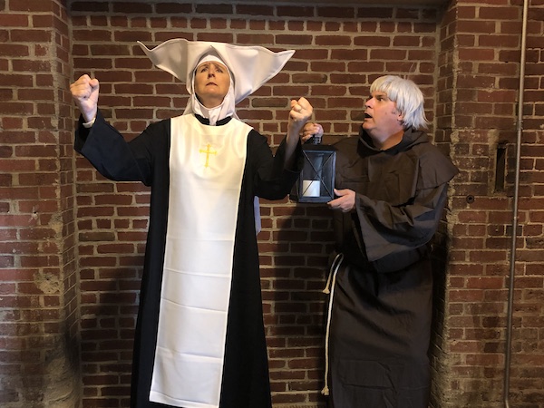 From left to right: Juli Brooks as Sister Walburga and Paul Herard as Jeremy/Monk