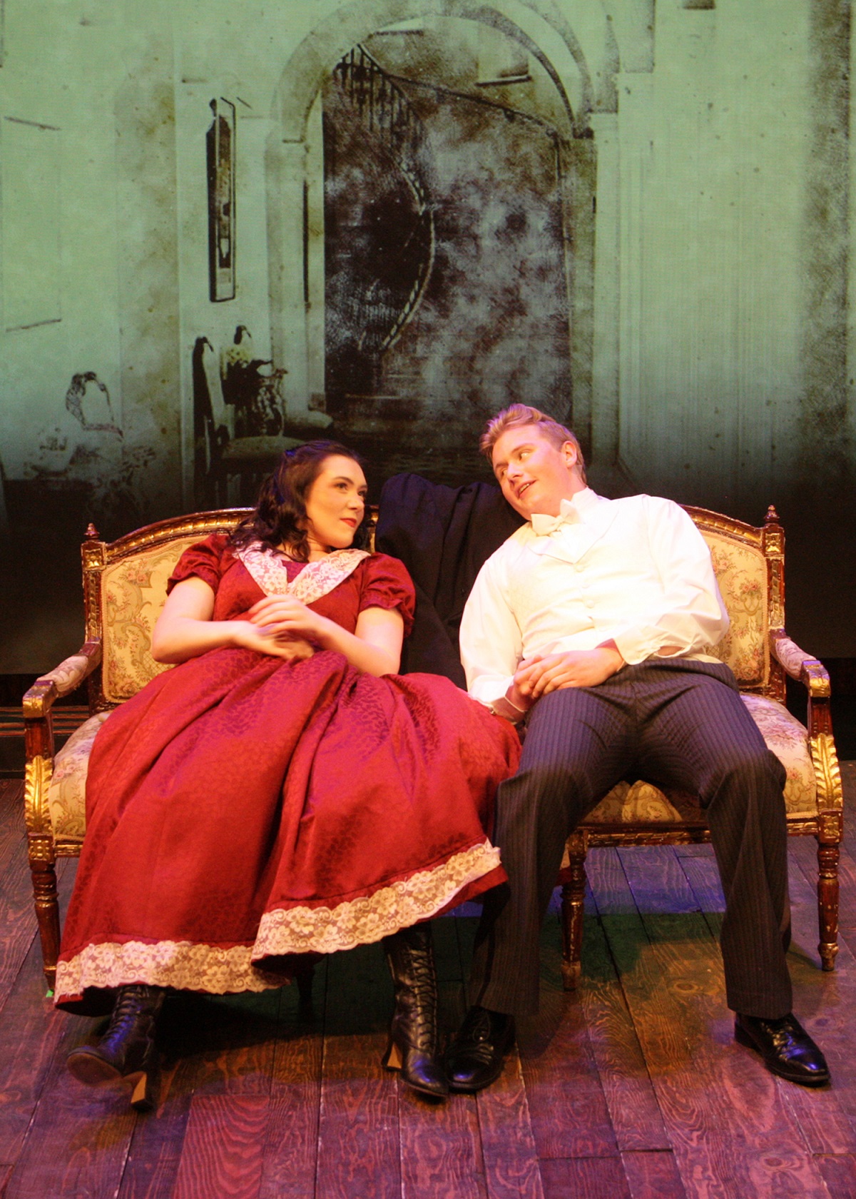 Sarah Pierce as Jo March and Zac Swan Van Lent as Laurie Laurence in Chance Theater's production of 