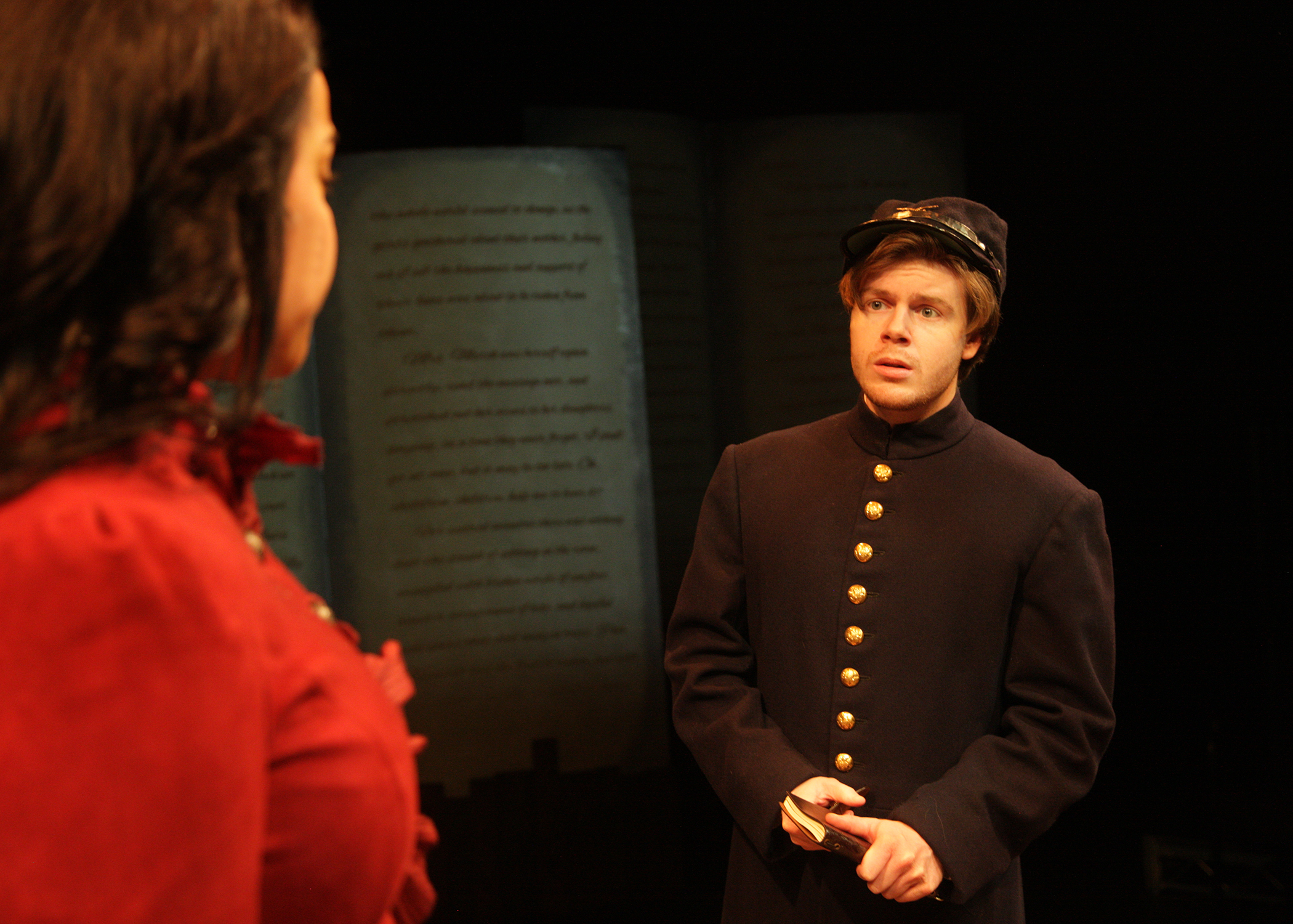 Katherine Chatman as Meg March and Christopher Diem as John Brooke in Chance Theater's production of 